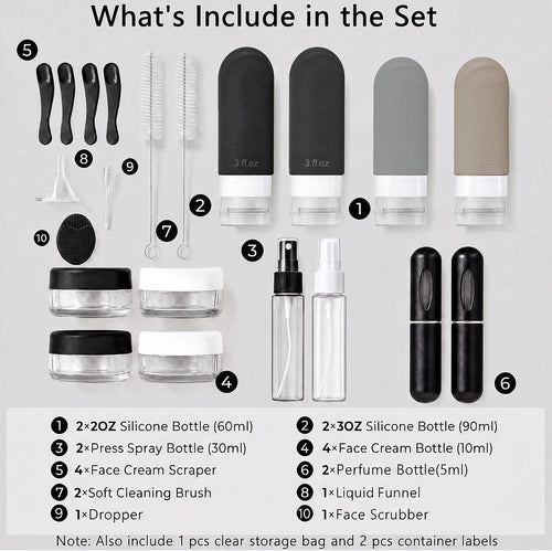 csjzzt 24-Piece Travel Toiletry Bottle Set