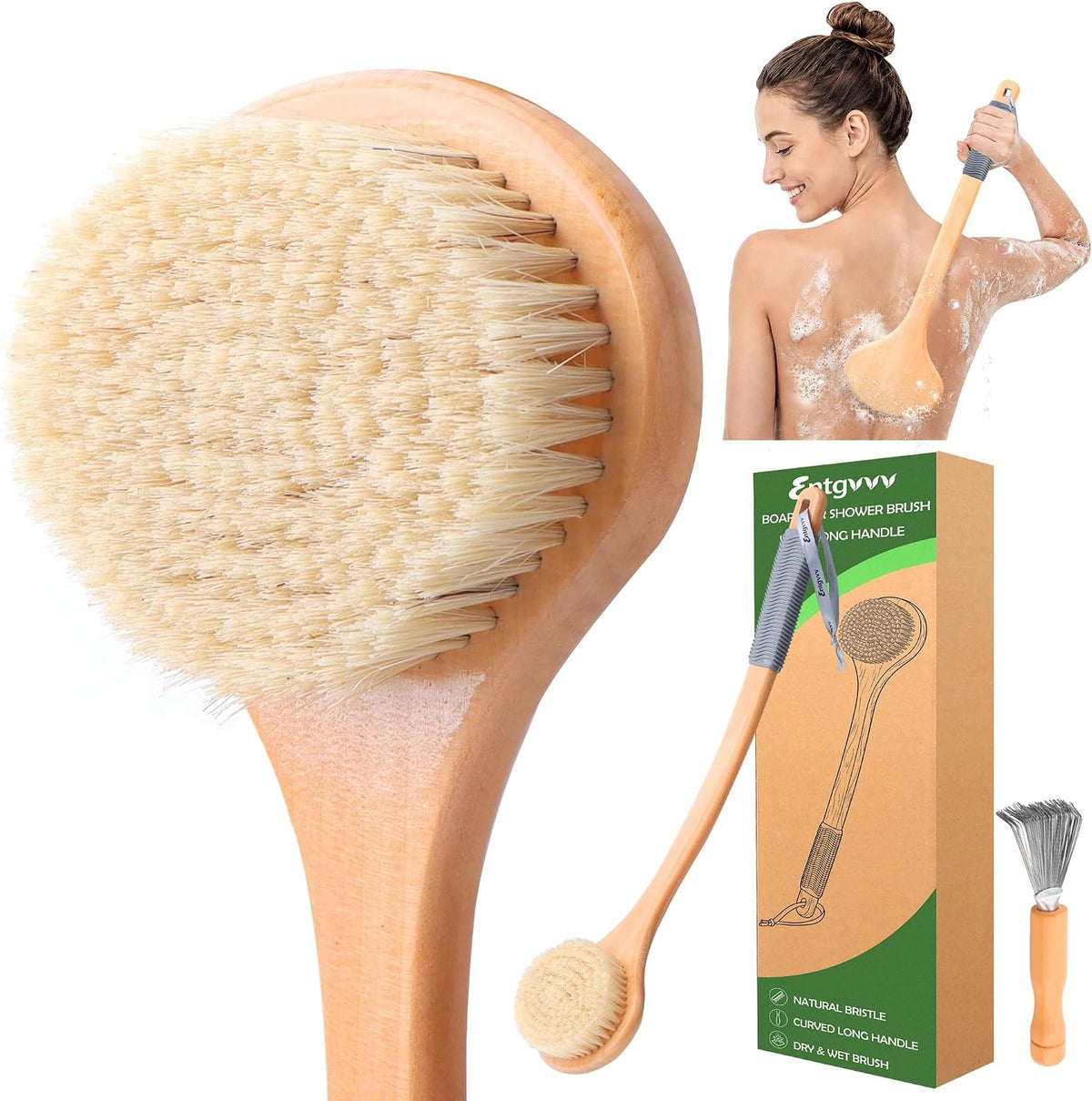 Entgvvv Boar Bristle Bath Brush