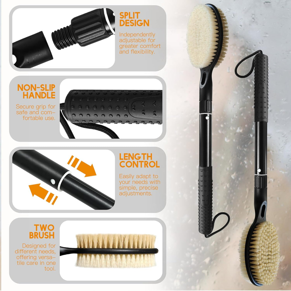 Gobiteli Dual-Sided Long-Handle Body Brush
